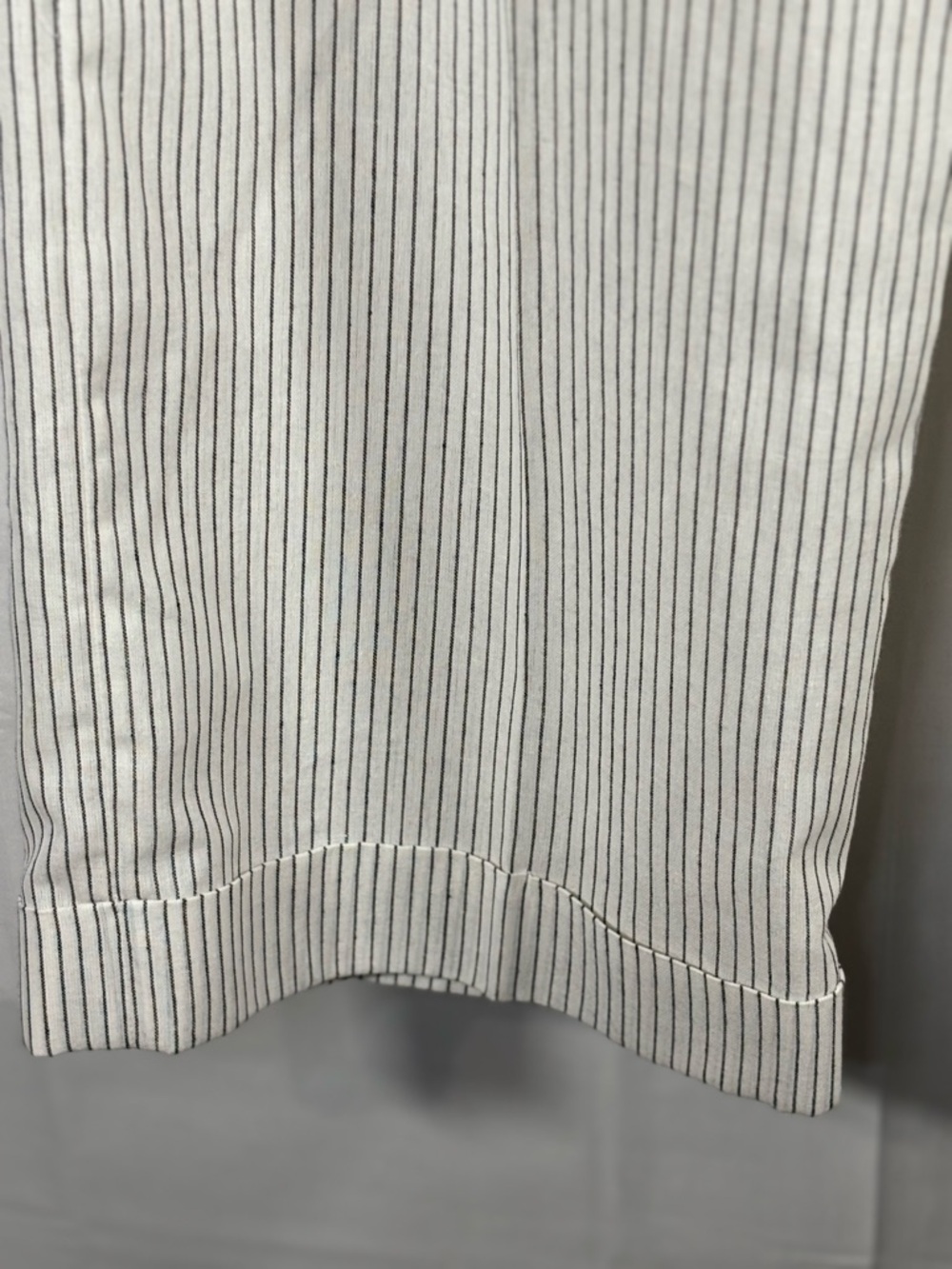 NWT PUROTATTO Striped Wide Leg Cotton Linen Trousers in White and Gray Sz 46/10 - Picture 4 of 11